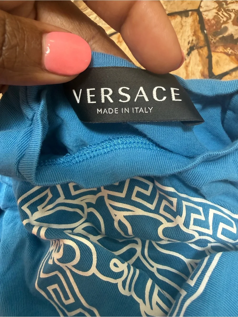 Versace Blue Kids Two-Piece Medusa Tee and Shorts Set